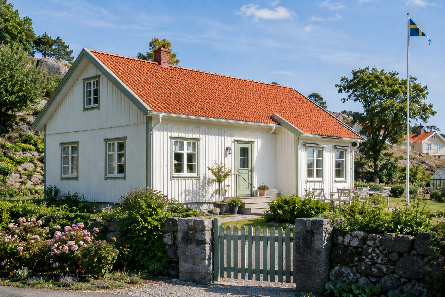 vit villa på västkusten
